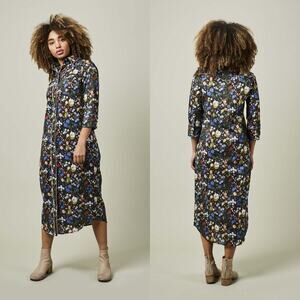 R13 3/4 sleeve floral cowboy dress long button up size small